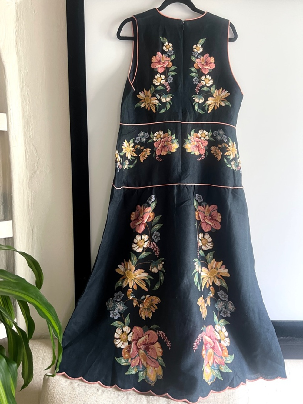 FARM Rio Maira Floral Dark Blue Linen Midi Dress Size XL NWT - Picture 3 of 15